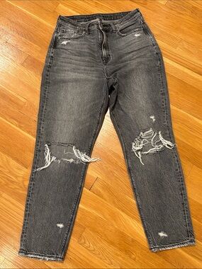 American Eagle Outfitters Distressed Charcoal Black Boyfriend Jeans Size 6